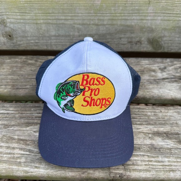 Bass Pro Shops Other - Bass Pro Shops Navy Blue White Mesh Trucker Hat Snapback Fishing Cap OS Gorpcore